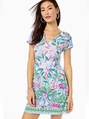 LILLY PULITZER UPF+50 Sophiletta Dress Water Lily Green/Leaf Me M